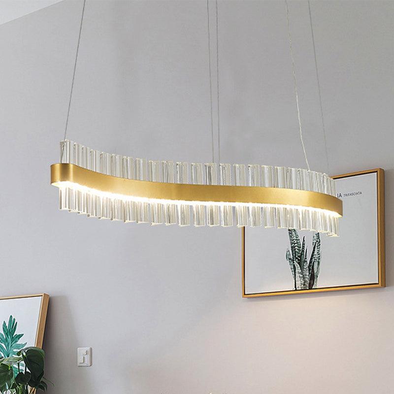 Bend Ceiling Chandelier Modernist Crystal 47 Inch LED Gold Pendant Light - Rebooters