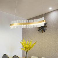 Bend Ceiling Chandelier Modernist Crystal 47 Inch LED Gold Pendant Light - Rebooters