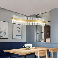 Bend Ceiling Chandelier Modernist Crystal 47 Inch LED Gold Pendant Light - Rebooters