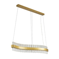 Bend Ceiling Chandelier Modernist Crystal 47 Inch LED Gold Pendant Light - Rebooters