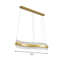 Bend Ceiling Chandelier Modernist Crystal 47 Inch LED Gold Pendant Light - Rebooters