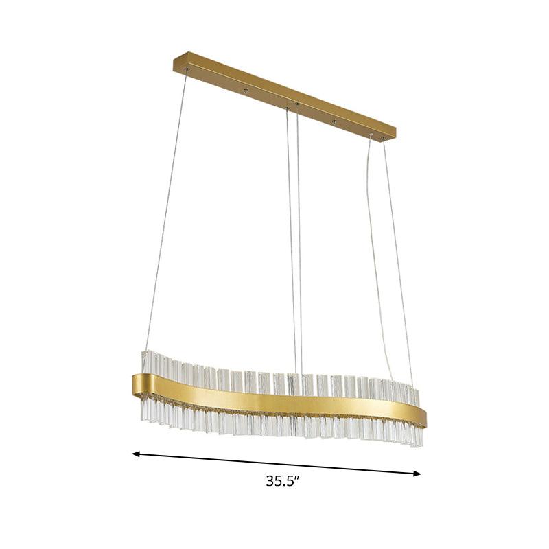 Bend Ceiling Chandelier Modernist Crystal 47 Inch LED Gold Pendant Light - Rebooters