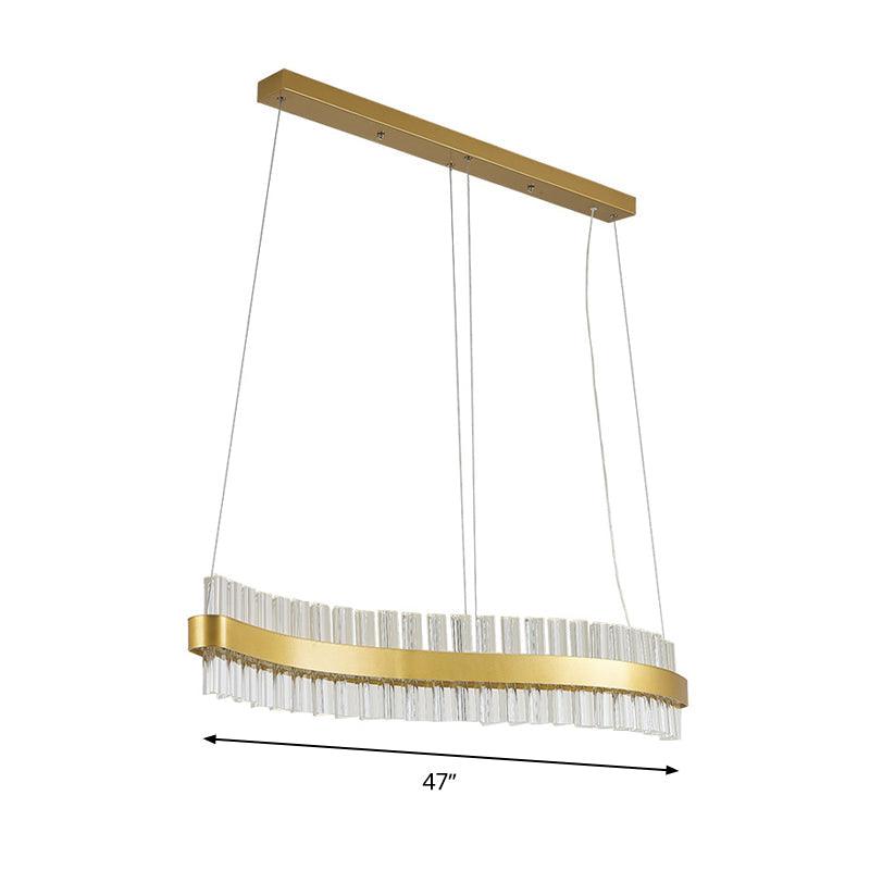 Bend Ceiling Chandelier Modernist Crystal 47 Inch LED Gold Pendant Light - Rebooters