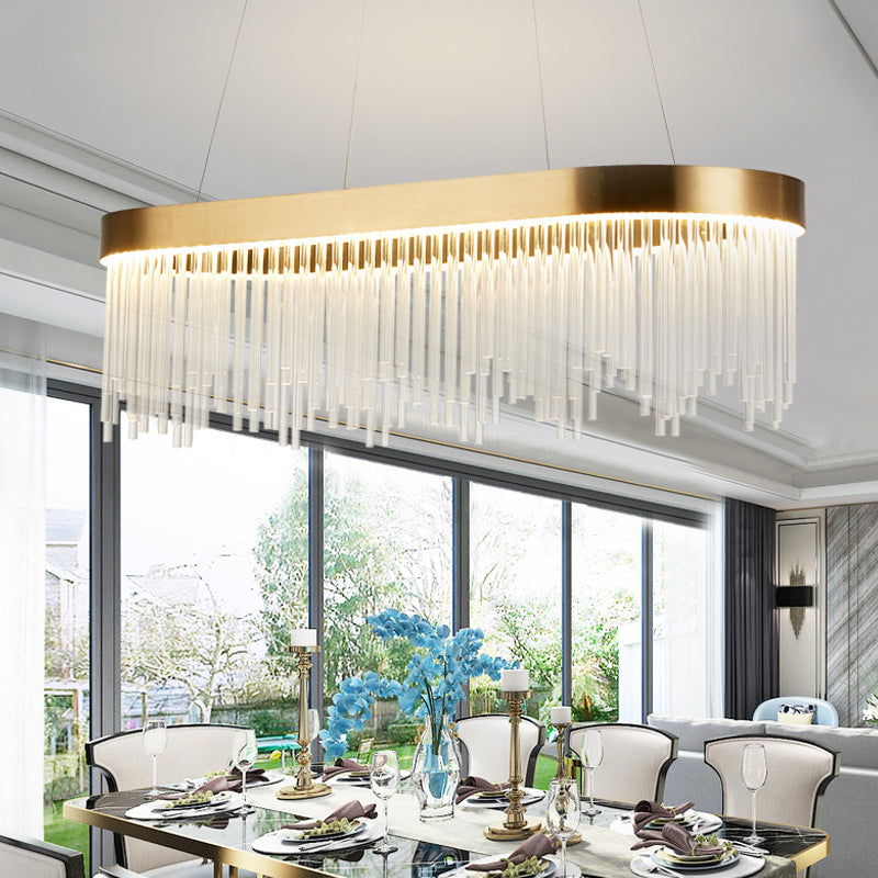 Tubular Chandelier Lamp Modern Crystal LED Brass Pendant Light - Rebooters