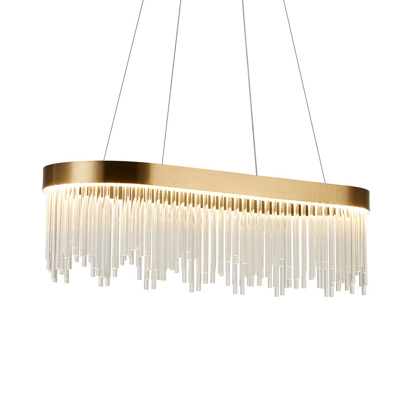 Tubular Chandelier Lamp Modern Crystal LED Brass Pendant Light - Rebooters