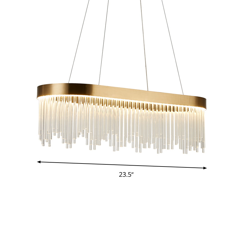 Tubular Chandelier Lamp Modern Crystal LED Brass Pendant Light - Rebooters