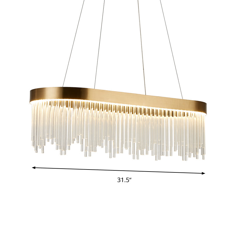 Tubular Chandelier Lamp Modern Crystal LED Brass Pendant Light - Rebooters