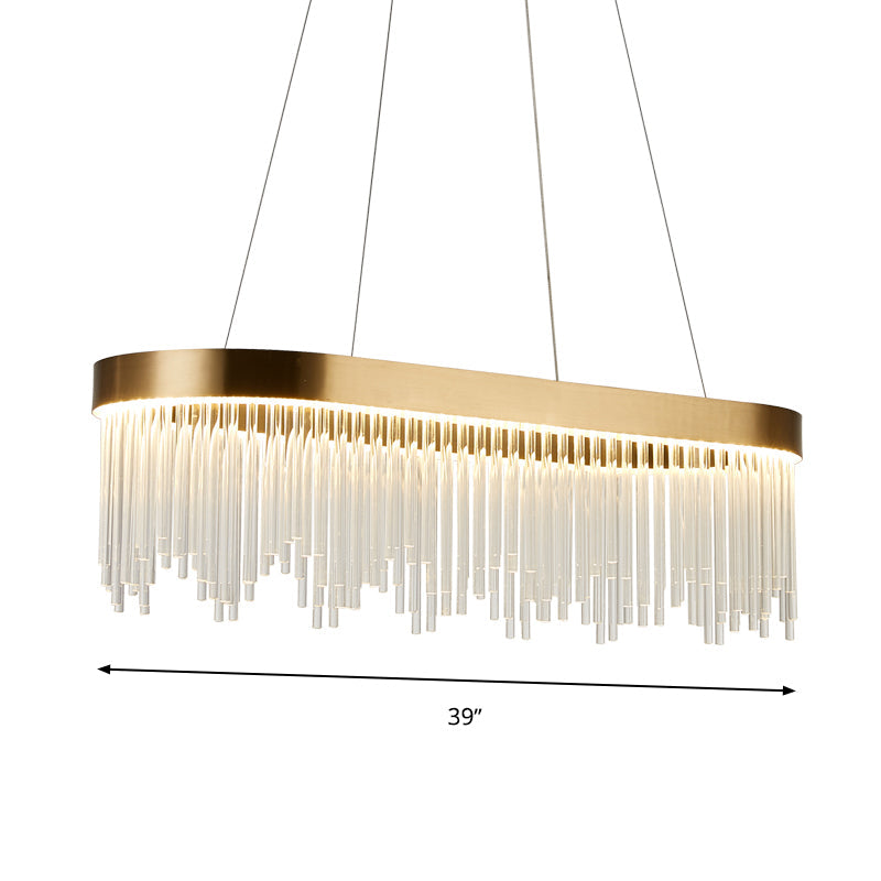 Tubular Chandelier Lamp Modern Crystal LED Brass Pendant Light - Rebooters