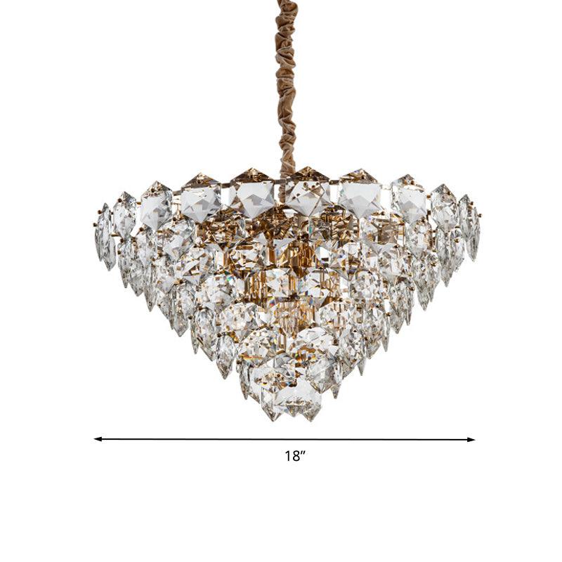 Simple Tapered Hexagon Crystal Hanging Lamp 8 Lights Chandelier - Rebooters