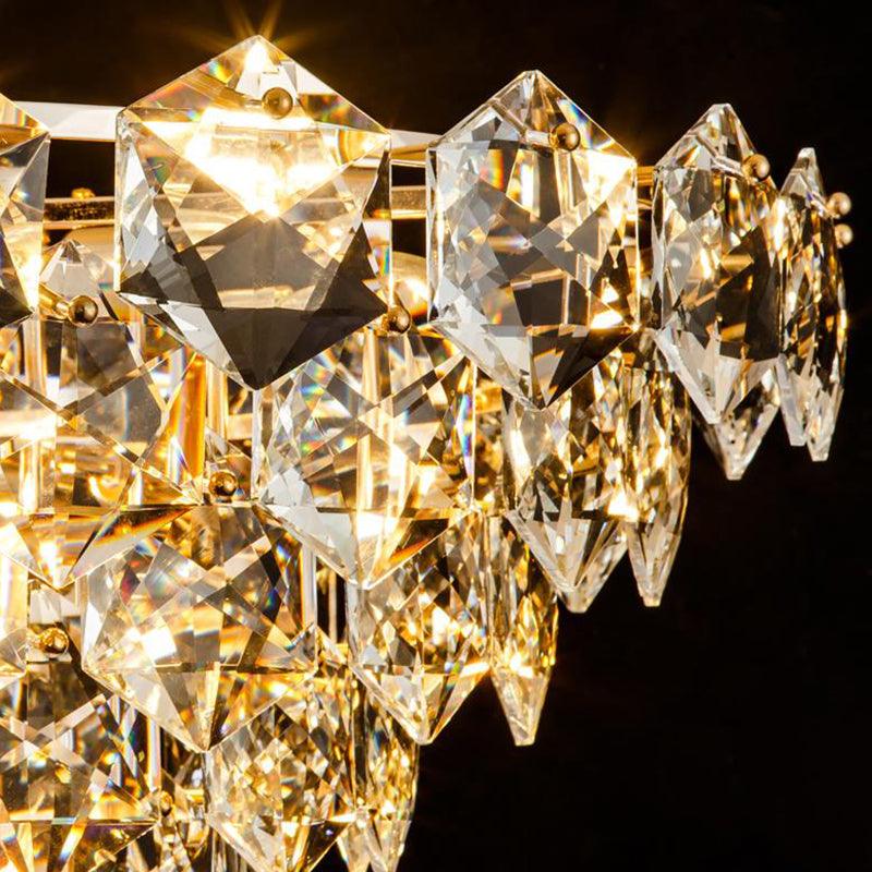 Simple Tapered Hexagon Crystal Hanging Lamp 8 Lights Chandelier - Rebooters