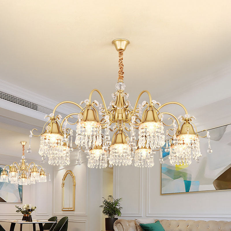 Gold Bell Chandelier Minimalist 7/9 Lights Hanging Lamp Kit - Rebooters