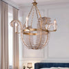Crystal Candle-Style Hanging Chandelier Simple 4 Lights Brass Pendant Lighting - Rebooters