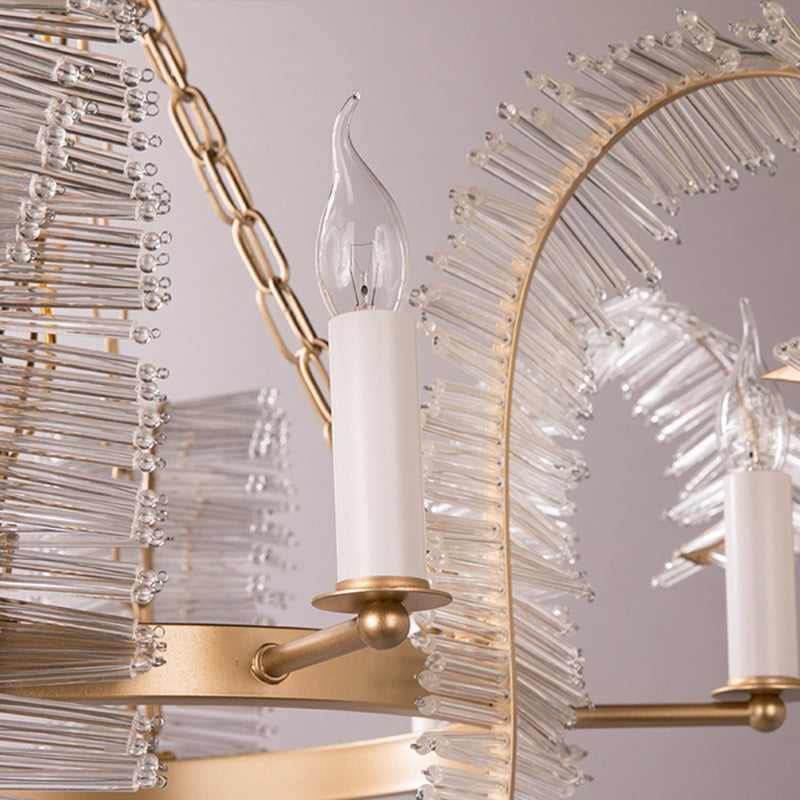 Crystal Candle-Style Hanging Chandelier Simple 4 Lights Brass Pendant Lighting - Rebooters
