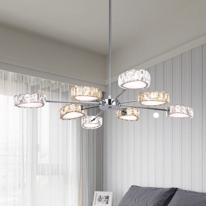 Triangle Crystal Block Ceiling Chandelier 8 Lights Chrome Lamp - Rebooters