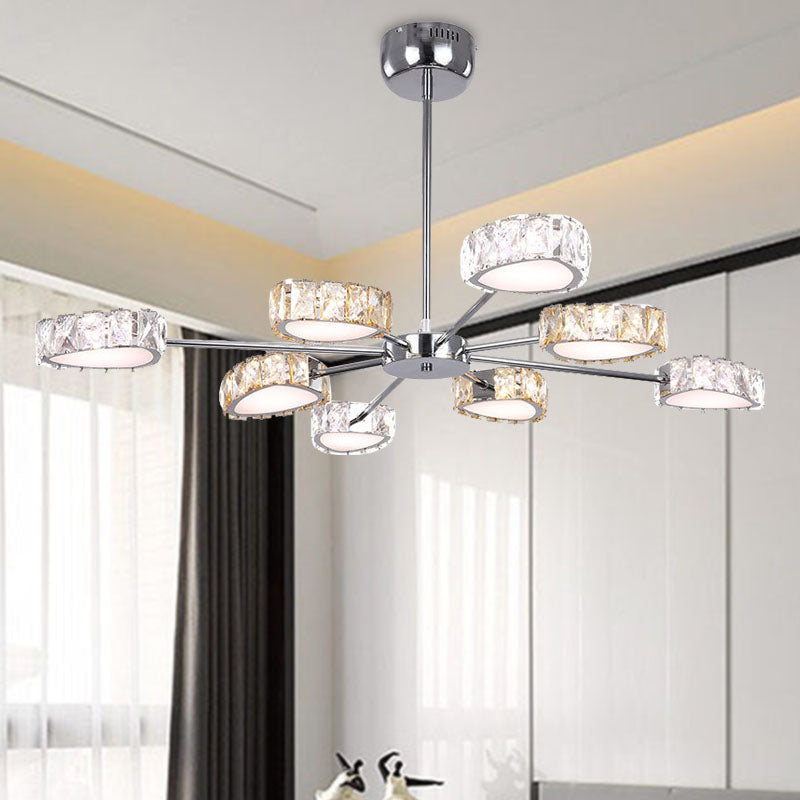 Triangle Crystal Block Ceiling Chandelier 8 Lights Chrome Lamp - Rebooters