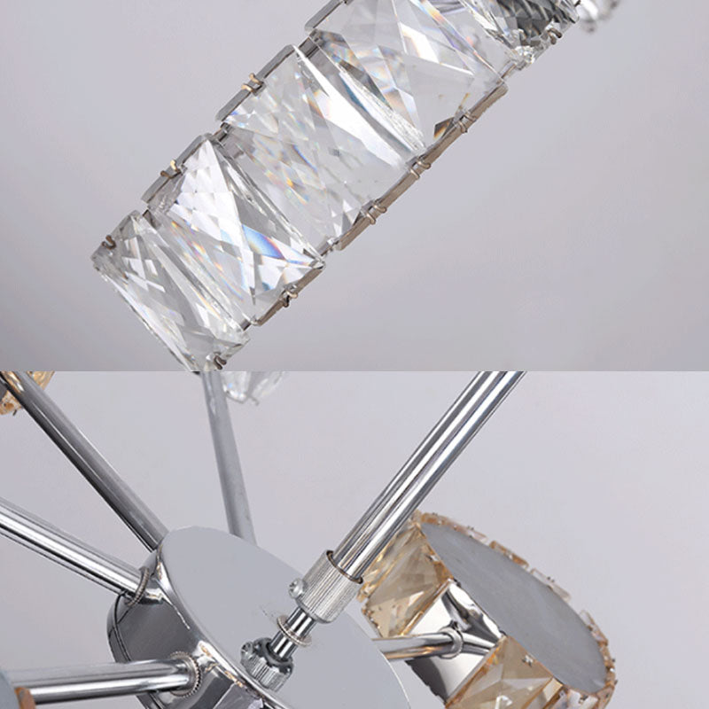 Triangle Crystal Block Ceiling Chandelier 8 Lights Chrome Lamp - Rebooters