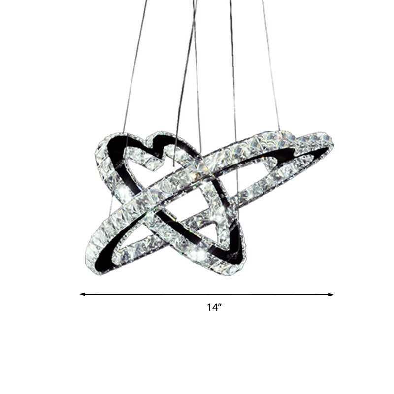 14"/16" Wide Heart Pendant Fixture Modernism K9 Crystal Lamp - Rebooters