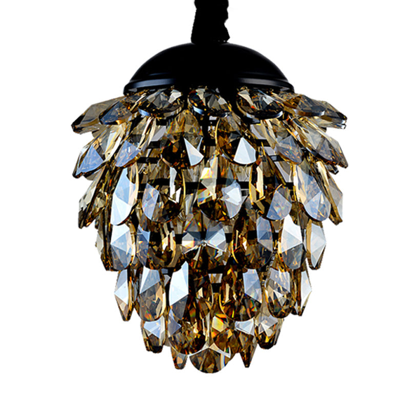 Pinecone Crystal Ceiling Pendant Light Modern Style 2 Lights Black Gold Chandelier - Rebooters