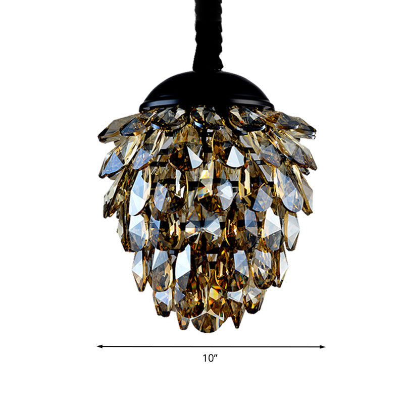 Pinecone Crystal Ceiling Pendant Light Modern Style 2 Lights Black Gold Chandelier - Rebooters