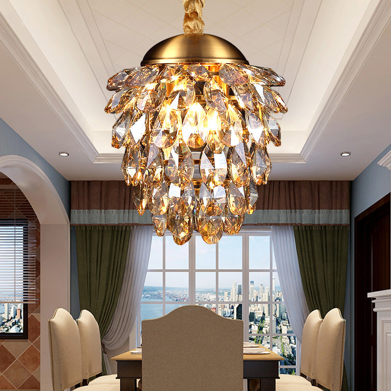 Pinecone Crystal Ceiling Pendant Light Modern Style 2 Lights Black Gold Chandelier - Rebooters