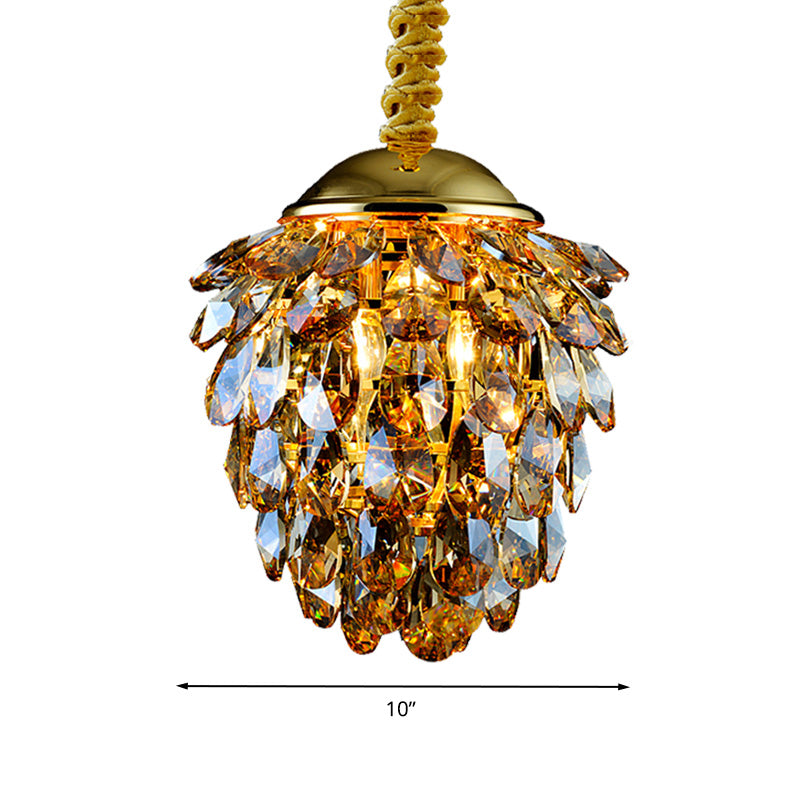 Pinecone Crystal Ceiling Pendant Light Modern Style 2 Lights Black Gold Chandelier - Rebooters