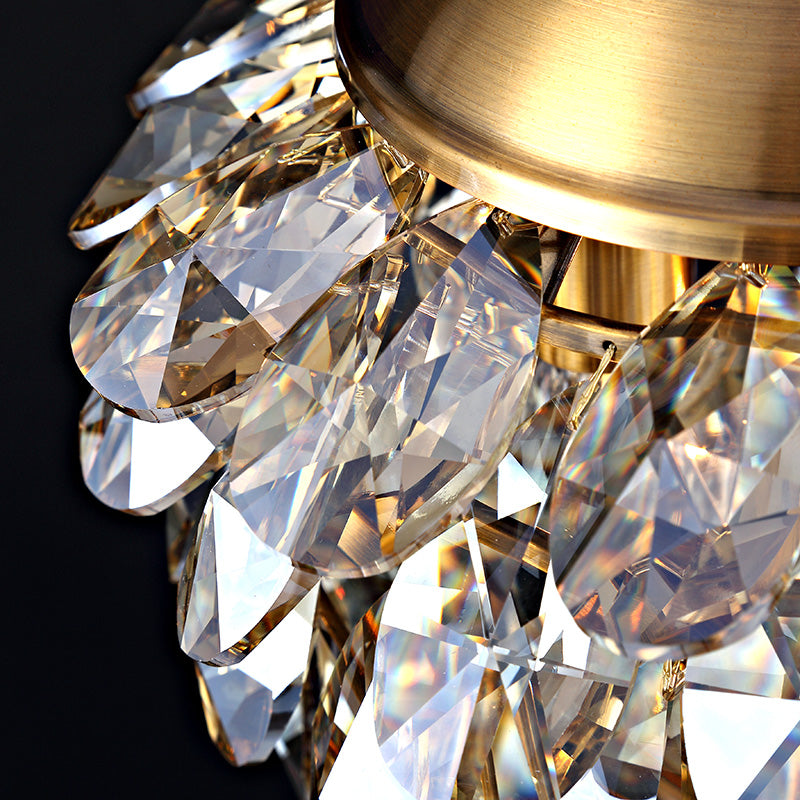 Pinecone Crystal Ceiling Pendant Light Modern Style 2 Lights Black Gold Chandelier - Rebooters