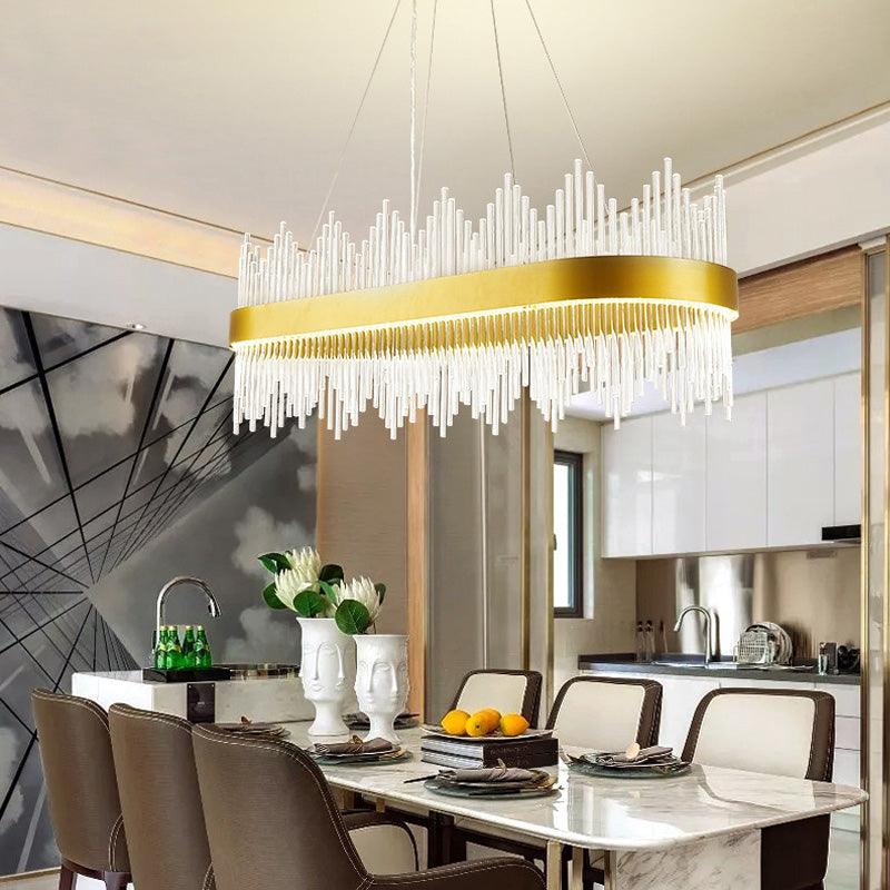 Modern Geometric Chandelier Crystal LED Pendant Lighting Gold - Rebooters
