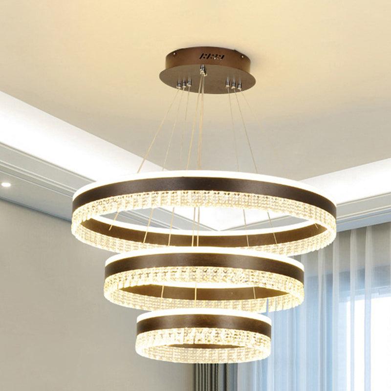 Black 3 Tiers Pendant Lighting Contemporary Crystal Block LED Ceiling Chandelier - Rebooters
