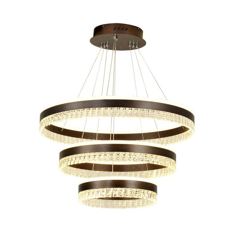 Black 3 Tiers Pendant Lighting Contemporary Crystal Block LED Ceiling Chandelier - Rebooters