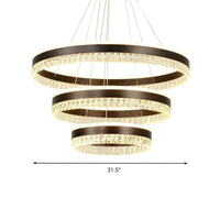 Black 3 Tiers Pendant Lighting Contemporary Crystal Block LED Ceiling Chandelier - Rebooters