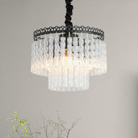 2/3 Tiers Chandelier Light Fixture Modern Swirl Crystal Rod - Rebooters