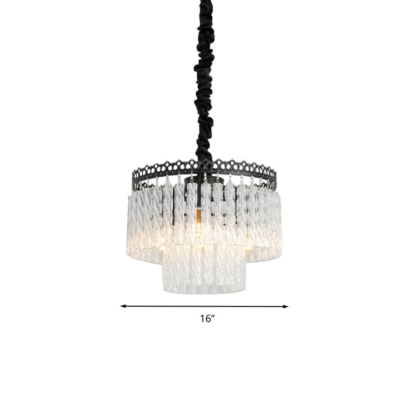 2/3 Tiers Chandelier Light Fixture Modern Swirl Crystal Rod - Rebooters