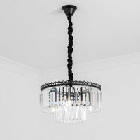 2/3 Tiers Chandelier Light Fixture Modern Swirl Crystal Rod - Rebooters