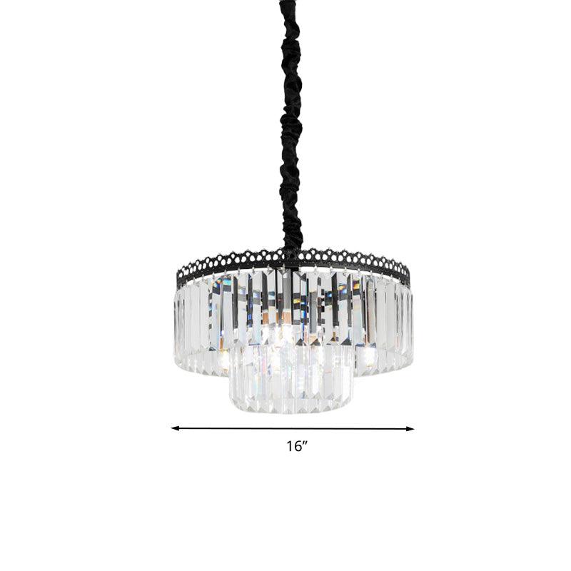 2/3 Tiers Chandelier Light Fixture Modern Swirl Crystal Rod - Rebooters