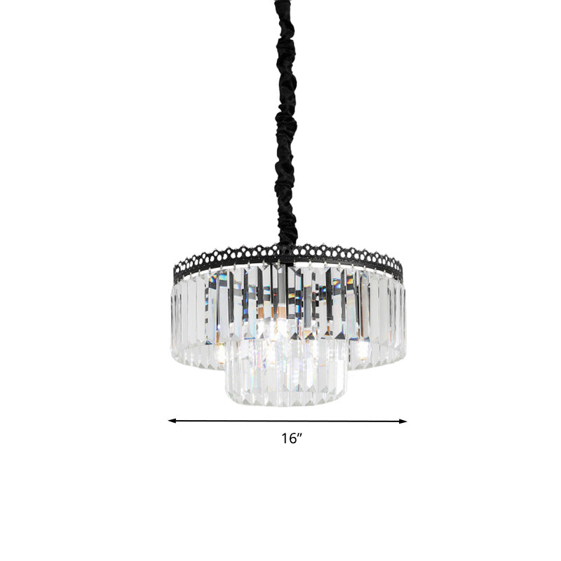 2/3 Tiers Chandelier Light Fixture Modern Swirl Crystal Rod - Rebooters