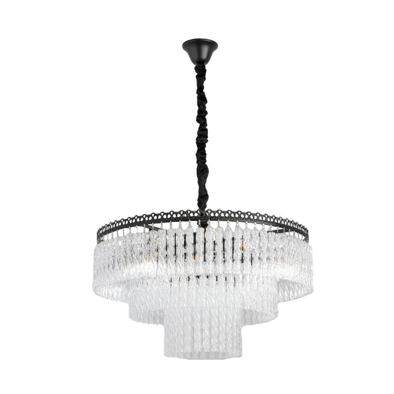 2/3 Tiers Chandelier Light Fixture Modern Swirl Crystal Rod - Rebooters