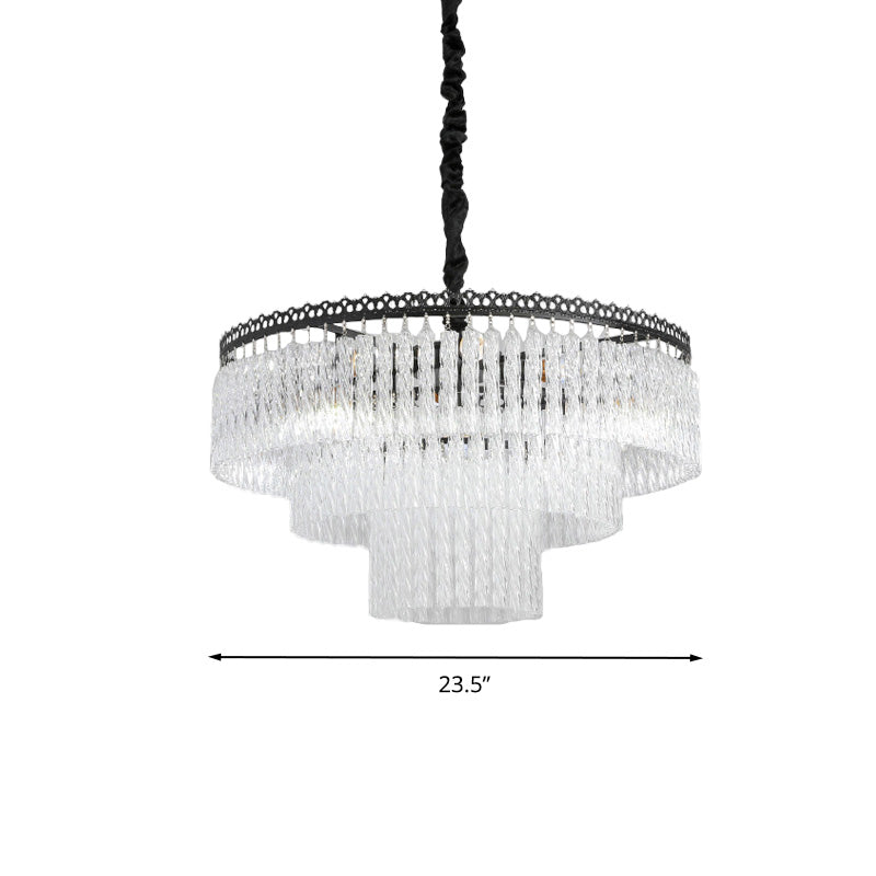 2/3 Tiers Chandelier Light Fixture Modern Swirl Crystal Rod - Rebooters