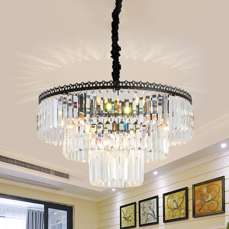 2/3 Tiers Chandelier Light Fixture Modern Swirl Crystal Rod - Rebooters