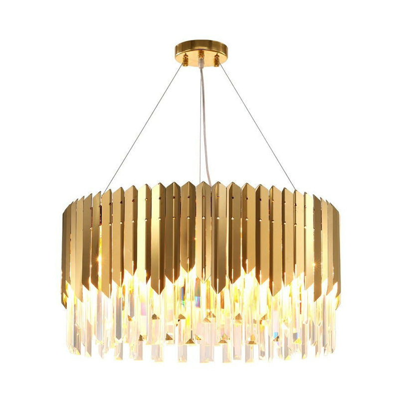 Tri-Sided Crystal Rod Drum Hanging Light Postmodern Chandelier - Rebooters