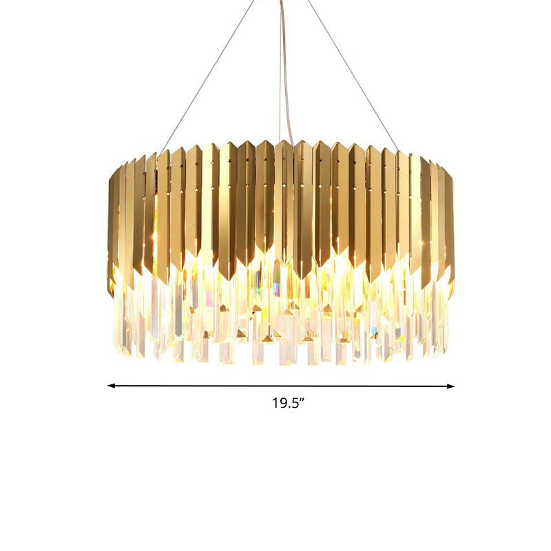 Tri-Sided Crystal Rod Drum Hanging Light Postmodern Chandelier - Rebooters