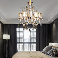 Bell Living Room Chandelier Lamp Traditional Crystal Drop 8 Lights Chrome - Rebooters