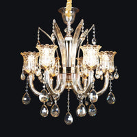 Bell Living Room Chandelier Lamp Traditional Crystal Drop 8 Lights Chrome - Rebooters