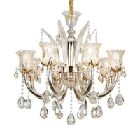Bell Living Room Chandelier Lamp Traditional Crystal Drop 8 Lights Chrome - Rebooters