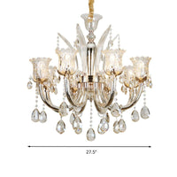 Bell Living Room Chandelier Lamp Traditional Crystal Drop 8 Lights Chrome - Rebooters