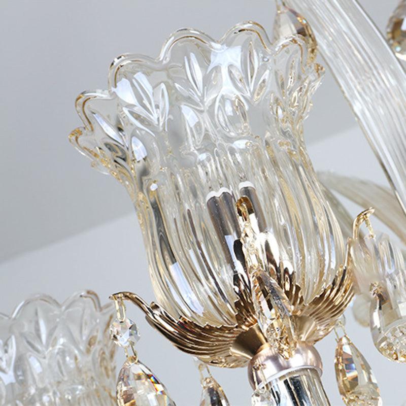 Bell Living Room Chandelier Lamp Traditional Crystal Drop 8 Lights Chrome - Rebooters