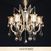 Bell Living Room Chandelier Lamp Traditional Crystal Drop 8 Lights Chrome - Rebooters