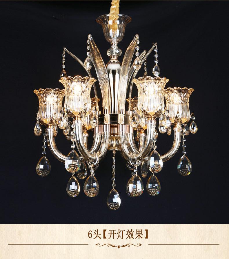 Bell Living Room Chandelier Lamp Traditional Crystal Drop 8 Lights Chrome - Rebooters