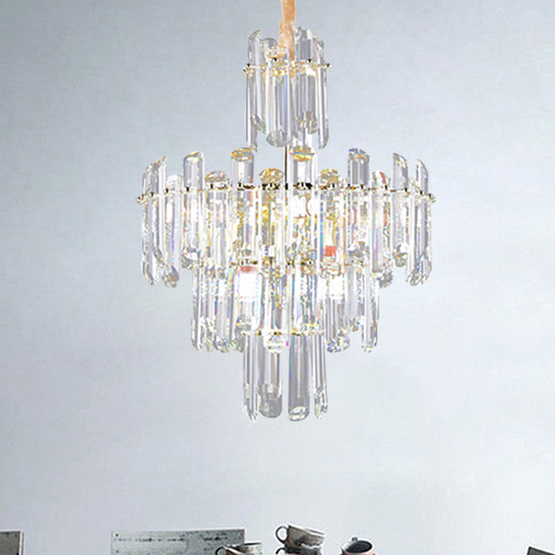 3 Tiers Beveled Crystal Chandelier Light Fixture 8/12 Lights - Rebooters