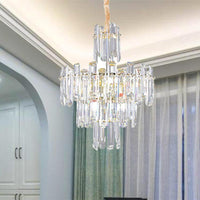3 Tiers Beveled Crystal Chandelier Light Fixture 8/12 Lights - Rebooters