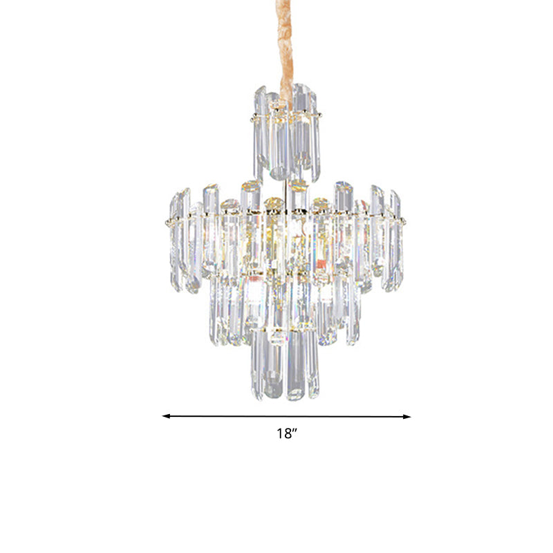 3 Tiers Beveled Crystal Chandelier Light Fixture 8/12 Lights - Rebooters